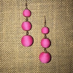 hot pink ball drop earrings
